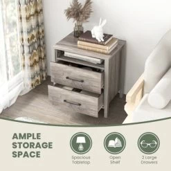 Tangkula 2 PCS Nightstand W/ 2 Drawers Farmhouse Bed Side Table W/ Open Storage Shelf 15 Tangkula 2 PCS Nightstand W/ 2 Drawers Farmhouse Bed Side Table W/ Open Storage Shelf -Tangkula GUEST 52bede21 66da 4c2a a327 6cd09d70c503