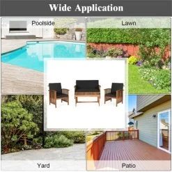 Tangkula 4PCS Patio Acacia Wood Sofa Set Conversation Couch Coffee Table With Cushions 13 Tangkula 4PCS Patio Acacia Wood Sofa Set Conversation Couch Coffee Table With Cushions -Tangkula GUEST 53587136 6f7a 458a b779 73de90d03b3e