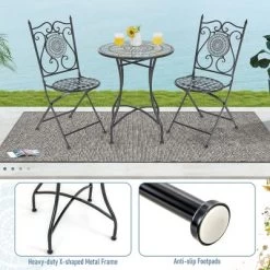 Tangkula 24 Inch Patio Bistro Table Metal Structure W/ Ceramic Tile Tabletop Heavy-Duty -Tangkula GUEST 539bc861 92a4 47d7 b8ca f26ccff15d24