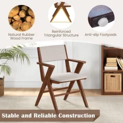 Tangkula Wooden Dining Chair Set Of 4 W/ Rubber Wood Frame Padded Seat & Back Armrests 14 Tangkula Wooden Dining Chair Set Of 4 W/ Rubber Wood Frame Padded Seat & Back Armrests -Tangkula GUEST 53a510cd 33c2 4121 9c7a cc3cd51ddc58