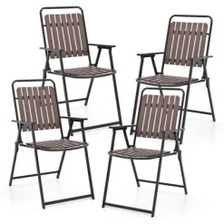 Tangkula 4 Pcs Patio Folding Chairs Portable Outdoor Dining Chairs W/ PP Seat & Back -Tangkula GUEST 53b43ce0 35ed 49e5 a6e9 bf6b7e8b64db