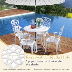 Tangkula 5 Pieces All-Weather Outdoor Cast Aluminum Dining Set Round Dining Table -Tangkula GUEST 53bcd195 b6a7 4cae b4f5 75cc1da63516
