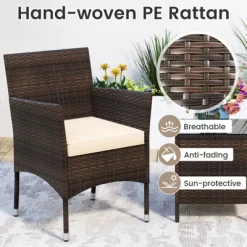 Tangkula 3 Pieces Patio Rattan Furniture Set Outdoor Conversation Set With PE Wicker Armchairs Tempered Glass Top Coffee Table 14 Tangkula 3 Pieces Patio Rattan Furniture Set Outdoor Conversation Set With PE Wicker Armchairs Tempered Glass Top Coffee Table -Tangkula GUEST 53c700dd fa8a 4ebe 9bd6 84d0a60d9dee