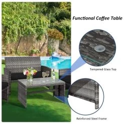Tangkula 4-Piece Outdoor Patio Furniture Set Rattan Wicker Conversation Sofa Set Black 10 Tangkula 4-Piece Outdoor Patio Furniture Set Rattan Wicker Conversation Sofa Set Black -Tangkula GUEST 53c7c002 b424 4bcd b143 a1cf01cda354