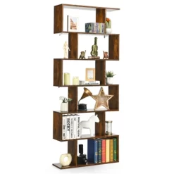 Tangkula 6-Tier S-Shaped Wooden Bookshelf Storage Bookcase Multifunctional Display Stand Shelf 16 Tangkula 6-Tier S-Shaped Wooden Bookshelf Storage Bookcase Multifunctional Display Stand Shelf -Tangkula GUEST 53c84d68 9169 4a0d 83d2 c19562980701