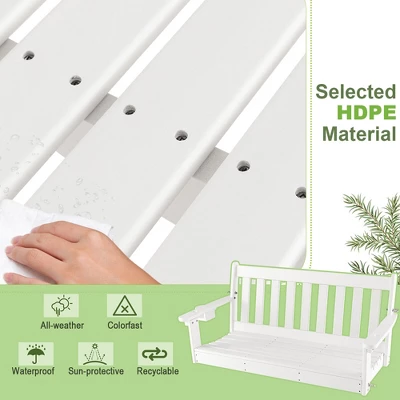 Tangkula 54" HDPE Porch Swing Outdoor Patio Hanging Chair W/ Cup Holder Adjustable Chain 7 Tangkula 54" HDPE Porch Swing Outdoor Patio Hanging Chair W/ Cup Holder Adjustable Chain - Image 5