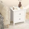 Tangkula 2PCS Modern Nightstand W/ Storage 2 Drawers And Support Legs For Bedroom White