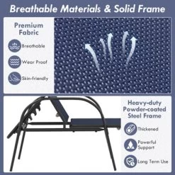 Tangkula Outdoor Lounge Chair Patio Chaise Lounge With Adjustable Backrest Reclining Pool Lounge Chair For Outside With Heavy Duty Steel Frame Navy -Tangkula GUEST 53d885cb 3903 4989 8a93 691fdb89b9df