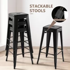Tangkula 30" Set Of 4 Stackable Backless Metal Bar Stools W/ Footrest For Kitchen 15 Tangkula 30" Set Of 4 Stackable Backless Metal Bar Stools W/ Footrest For Kitchen -Tangkula GUEST 54101b83 97a8 44d9 b24e fdde244a23e3