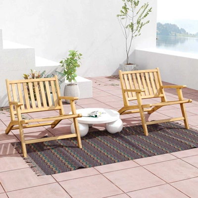 Tangkula 4PCS Teak Wood Outdoor Reclining Chair W/ Comfortable Backrest & Armrests 5 Tangkula 4PCS Teak Wood Outdoor Reclining Chair W/ Comfortable Backrest & Armrests - Image 3