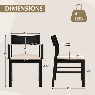 Tangkula Dining Chair W/ Arms Set Of 4 Modern Kitchen Chairs W/ Contoured Backrest Black & Beige 9 Tangkula Dining Chair W/ Arms Set Of 4 Modern Kitchen Chairs W/ Contoured Backrest Black & Beige - Image 7