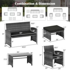 Tangkula Set Of 6 Patio Furniture Outdoor Sectional Conversation PE Rattan Sofa Set -Tangkula GUEST 544b7634 908b 41be 87b0 05d72c587b2b