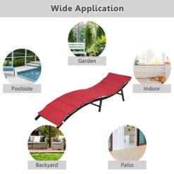 Tangkula 2PCS Outdoor Patio Rattan Wicker Lounge Chair Chaise Folding W/ Reversible Cushions Red & White -Tangkula GUEST 54731568 fc4c 4ef7 8ad2 1010fa8147c9