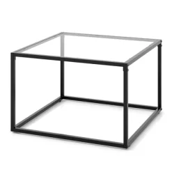 Tangkula Glass Coffee Table 27.5 Inch Modern Square Metal Frame Living Room Transparent -Tangkula GUEST 5473e5d3 3d1e 40c6 ab68 3638105465a7