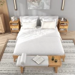 Tangkula Bamboo Nightstands Set Of 2 W/ Pull-out Drawer And Storage Shelf Wood Natural -Tangkula GUEST 54d9a3fd a42f 4113 a92b 5088f31d1a42