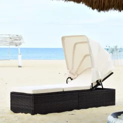Tangkula Outdoor Cushioned Reclining Chaise Lounge W/Folding Canopy -Tangkula GUEST 552bf17e b273 456c bded e72e02d4ceba