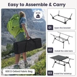 Tangkula Folding Camping Table Collapsible Aluminum Roll Up Beach Table With Carrying Bag 4-Level Adjustable Height Dark/Silver -Tangkula GUEST 5538819f 15f6 4785 9270 f92a398f8eb7