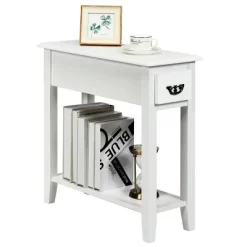 Tangkula White 2 Tier Narrow Nightstand End Bedside Sofa Side Table With Drawer And Shelf 10 Tangkula White 2 Tier Narrow Nightstand End Bedside Sofa Side Table With Drawer And Shelf -Tangkula GUEST 553972e7 1653 4956 9148 a02a0cbc255c