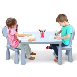 Tangkula Kids Table And 2 Chairs Set Children Play Activity Table Furniture Set Blue/Pink/White/Green -Tangkula GUEST 55525174 bb5d 4895 8694 3b17ebfb90f8