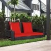Tangkula Outdoor Wicker Porch Swing Bench 2-Person Patio Rattan Swing Chair W/ Soft Cushions White/Turquoise/Red/Black 2 Tangkula Outdoor Wicker Porch Swing Bench 2-Person Patio Rattan Swing Chair W/ Soft Cushions White/Turquoise/Red/Black -Tangkula GUEST 555fe0f9 82bb 4a50 b380 ef46bd1cdcd7