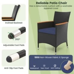 Tangkula Set Of 9 Patio Dining Set Outdoor Furniture Set W/ Acacia Wood Tabletop & Umbrella Hole & Seat Cushions 8 Tangkula Set Of 9 Patio Dining Set Outdoor Furniture Set W/ Acacia Wood Tabletop & Umbrella Hole & Seat Cushions -Tangkula GUEST 5567c91e 11f7 49e7 bee9 044883e0ec68