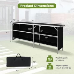 Tangkula Portable Bar Table Folding Camping Table W/ Aluminum Alloy Frame 2-Tier Shelves 20 Tangkula Portable Bar Table Folding Camping Table W/ Aluminum Alloy Frame 2-Tier Shelves -Tangkula GUEST 55873bde 0e6f 4d52 9b89 11131ccf5d33