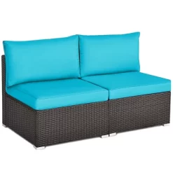 Tangkula 2-Piece Outdoor Wicker Rattan Sectional Armless Sofa Chair With Cushions -Tangkula GUEST 55bb95fa 29b8 40ae ae92 5d082701a6f4