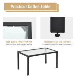 Tangkula 4 PCS Patio Furniture Set Outdoor Conversation Set W/Glass Coffee Table Garden Bistro Set Gray -Tangkula GUEST 5625c498 8b6d 4aeb b9c3 33a2e95bbaab