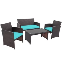 Tangkula 8PCS Outdoor Patio Furniture Sets Weather-Resistant Rattan Sofas W/ Soft Cushion Turquoise 14 Tangkula 8PCS Outdoor Patio Furniture Sets Weather-Resistant Rattan Sofas W/ Soft Cushion Turquoise -Tangkula GUEST 564e6939 e4db 4ee3 8178 37352f8a9457
