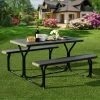 Tangkula Outdoor Picnic Table Bench Set Patio Camping Table W/Steel Frame & Wood Texture Tabletop For Garden -Tangkula GUEST 5688c15e cd26 46d8 9fe5 54e07dc85e90