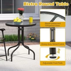 Tangkula 3 Pieces Bistro Set Outdoor Furniture Set W/Tempered Glass Table Umbrella Hole Quick-dry Fabric -Tangkula GUEST 56fa5c02 5199 4b77 91b7 e24f8b66f443