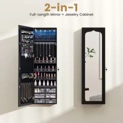 Tangkula Jewelry Armoire W/ Full-Length Mirror W/ Built-in LED Lights Hooks Shelves 16 Tangkula Jewelry Armoire W/ Full-Length Mirror W/ Built-in LED Lights Hooks Shelves -Tangkula GUEST 57e5d842 65bb 4220 a2a9 5286cd74e42f