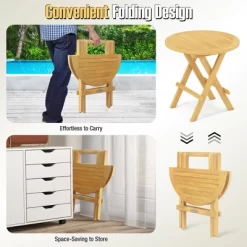 Tangkula Patio Folding Side Table W/ X-shaped Legs & Slatted Tabletop For Backyard -Tangkula GUEST 57f4fff9 d918 4d64 9443 0b2a89181cdf