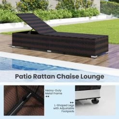 Tangkula Outdoor Chaise Lounge W/ Long Seat Cushion Heavy-Duty Metal Frame 10 Tangkula Outdoor Chaise Lounge W/ Long Seat Cushion Heavy-Duty Metal Frame -Tangkula GUEST 585a1f01 67aa 40ee aee7 91c2fc81ce45