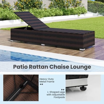Tangkula Outdoor Chaise Lounge W/ Long Seat Cushion Heavy-Duty Metal Frame 5 Tangkula Outdoor Chaise Lounge W/ Long Seat Cushion Heavy-Duty Metal Frame - Image 3