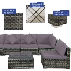 Tangkula 7 PCS Outdoor Patio Furniture Set All-Weather PE Rattan Sofa Set W/Coffee Table & Cushions 20 Tangkula 7 PCS Outdoor Patio Furniture Set All-Weather PE Rattan Sofa Set W/Coffee Table & Cushions -Tangkula GUEST 588caaab 9e78 455d 8f87 b834b2f03bf3