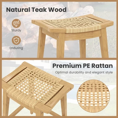 Tangkula 3 Piece Patio Bar Set Round Cocktail Table W/ 2 Rattan Saddle Stools 7 Tangkula 3 Piece Patio Bar Set Round Cocktail Table W/ 2 Rattan Saddle Stools - Image 5