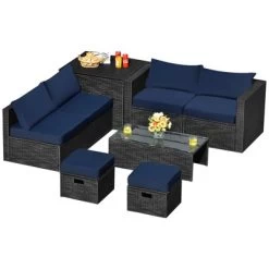 Tangkula 8PCS Patio Conversation Set Sectional Sofa Set, All-Weather PE Rattan, Tempered Glass Table & Washable Cushion Covers 21 Tangkula 8PCS Patio Conversation Set Sectional Sofa Set, All-Weather PE Rattan, Tempered Glass Table & Washable Cushion Covers -Tangkula GUEST 58f3fb5e 8b2a 413f aa29 5c7a12073fbd