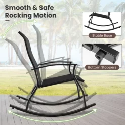 Tangkula Set Of 4 Outdoor Rocking Chair Patio Rocker W/ Breathable Fabric Black -Tangkula GUEST 5979c54b 3ef3 455e 9a32 0d14726f2ecc