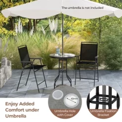 Tangkula 3-Piece Outdoor Bar Set Counter Height Patio Bistro Furniture Set W/ DPC Tabletop & Umbrella Hole 14 Tangkula 3-Piece Outdoor Bar Set Counter Height Patio Bistro Furniture Set W/ DPC Tabletop & Umbrella Hole -Tangkula GUEST 598ff32b 2fce 4821 82a3 9b804c60ec9c