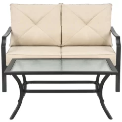 Tangkula 2PCS Patio Loveseat & Coffee Table Set Outdoor Cushioned Sofa For Garden Backyard -Tangkula GUEST 59e0209e a590 4968 b8a2 2640a6cbbb80