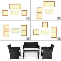 Tangkula 4 Piece Outdoor Patio Rattan Furniture Set Black Wicker Cushioned Seat For Garden, Porch, Lawn -Tangkula GUEST 5a79f5d1 8fb0 4e77 9396 81560049d7e7