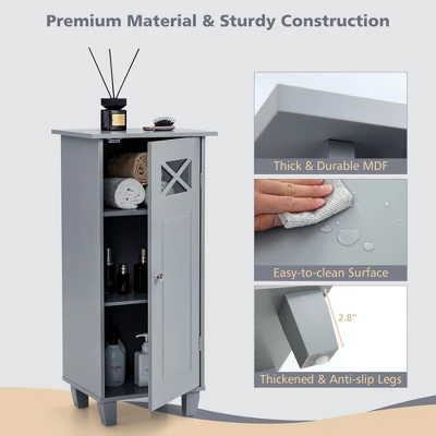 Tangkula Bathroom Cabinet Free Standing Storage Side Table Organizer Adjustable Grey 8 Tangkula Bathroom Cabinet Free Standing Storage Side Table Organizer Adjustable Grey - Image 6