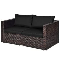 Tangkula 2-Piece Patio Wicker Corner Sofa Set Rattan Loveseat With Removable Cushions -Tangkula GUEST 5aa84ea4 cde1 434a 963d b4f66faa8af5