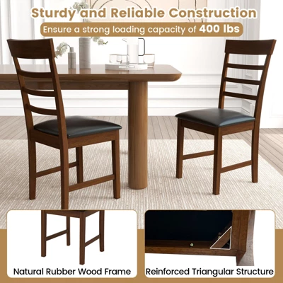 Tangkula Wooden Dining Chair Set Of 4 Pu Leather Upholstered Kitchen Chairs W/ Padded Seat 6 Tangkula Wooden Dining Chair Set Of 4 Pu Leather Upholstered Kitchen Chairs W/ Padded Seat - Image 4