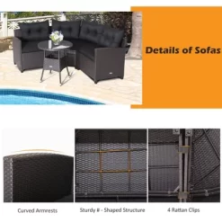 Tangkula 4PCS Wicker Patio Sofa Set Rattan Outdoor Furniture Set W/ Black Cushions -Tangkula GUEST 5ae4a4da e195 4121 a6d1 c84bb5add67e