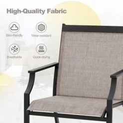 Tangkula Patio Chairs Set Of 4 Dining Chairs W/ Curved Backrest Long Armrest Breathable Fabric -Tangkula GUEST 5aff6c26 7e76 4c8b a520 b294b4a018cb