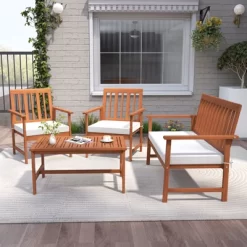 Tangkula 8-Piece Acacia Wood Patio Conversation Set Outdoor Furniture Set W/ 4 Armchairs -Tangkula GUEST 5b40f712 bfb6 47ef 9a16 d02c06c8fea7