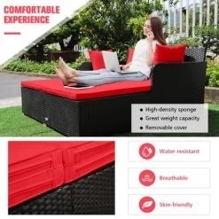 Tangkula Patio Rattan Daybed With 4 Pillows Cushioned Sofa For Outdoor 20 Tangkula Patio Rattan Daybed With 4 Pillows Cushioned Sofa For Outdoor -Tangkula GUEST 5b7896a0 b31a 48b5 a996 1ba44f1d6e69