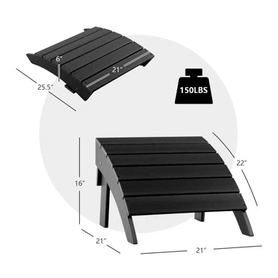 Tangkula Outdoor Adirondack Chair W/Ergonomic Design&Ottoman Lounge Armchair HDPE Chair For Yard&Patio Black/Grey/Turquoise/White 8 Tangkula Outdoor Adirondack Chair W/Ergonomic Design&Ottoman Lounge Armchair HDPE Chair For Yard&Patio Black/Grey/Turquoise/White - Image 6